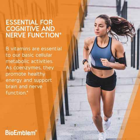 BioEmblem Vitamin BComplex All 8 Active Forms with Methyl Folate Methyl B12 B6 Biotin Plus Choline Inositol Supports Energy Metabolism Brain Heart Health B Vitamin Supplement 90 Capsules