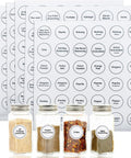 Spice Labels, 432Pcs Spice Labels Stickers 1.4in Waterproof Adhesive Round Preprinted Spice with Blank Label Black Tear Resistant Sticker for Kitchen Jars Caps Food Containers Spice Organizers