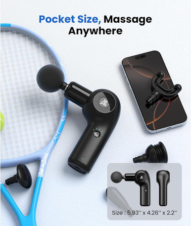 Bob And Brad D2 Mini Massage Gun With 6 Adjustable Angle, Small Deep Tissue Massage Gun, Travel Portable Percussion Muscle Massager Gun With 5 Speeds And 5 Replacement Heads, Fsa And Hsa Eligible