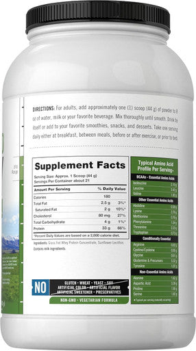 Carlyle Grass Fed Whey Protein Powder | 2lb | 33g of Protein Per Serving | Unflavored | Sugar and Hormone | Non-GMO and Gluten Supplement | by Herbage Farmstead