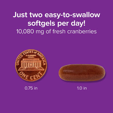 Webber Naturals Cranberry Supplement with Vitamin C 10080 mg of Cranberries and 180 mg of Vitamin C per Serving 180 Softgels NonGMO Gluten Sugar Supports Urinary Tract and Immune Health