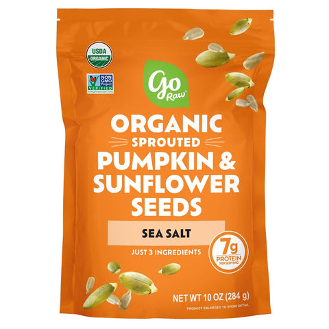Go Raw Organic Sprouted Pumpkin Seeds - Sea Salted Pepita Snack | Keto, Non-GMO, Vegan, Gluten-Free, Kosher, Paleo, Protein-Packed Superfood, Healthy Vegan Snack for Adults and Kids, 14oz Bag