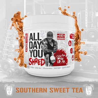 5% Nutrition Rich Piana AllDayYou Shred BCAA Powder | Amino Supplement for Weight Loss | E Fat Burning Pre Workout for Energy, Hydration, Endurance & Recovery (Southern Sweet Tea)