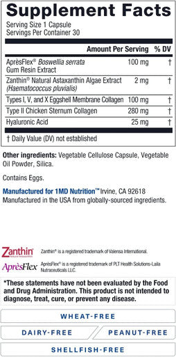 1MD Nutrition MoveMD Joint Health Supplement Doctor Formulated with Collagen Astaxanthin and More 60 Capsules 2Pack