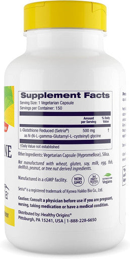 Healthy Origins L-Glutathione (Setria) 500 mg 60 Veggie Caps