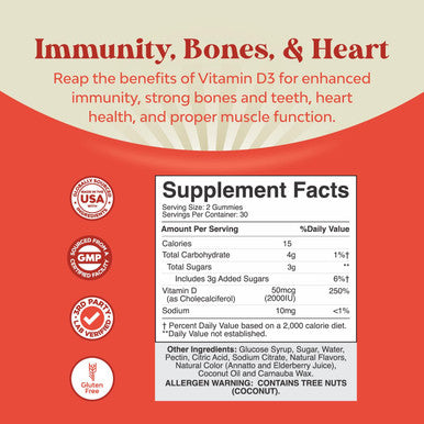 Natures Craft Bundle of Multivitamin Gummies for Women & Men and Vitamin D3 Immune Support Gummies - with Perfect Blend of Vitamin A C D E B 12 & Zinc Biotin - for Bone Strength Heart Health