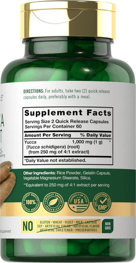Carlyle Yucca Root Supplement 1000mg | 120 Capsules | Non GMO and Gluten Extract