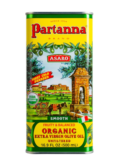 Partanna Organic Unfiltered Extra Virgin Olive Oil - Premium Organic Castelvetrano Oil Harvested in Sicily - Pure Authentic Italian - Monovarietal - Rich in Flavor and Tradition - 101oz (3 liter) Tin