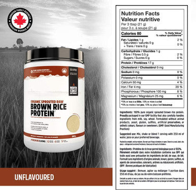 North Coast Naturals Organic Sprouted Raw Brown Rice Protein Powder with 17g of Complete Undernatured protein 840g
