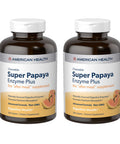 American Health Super Papaya Enzyme Plus Chewable Tablets, Natural Papaya Flavor, 2 Pack - Promotes Digestion & Nutrient Absorption, Contains Papain & Other Enzymes - 360 Count, 240 Total Servings