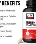 Force Factor Selenium Immune Support Supplement Selenium 200mcg Capsules to Support Immune Defense Immunity Supplement Vegan Non-GMO 120 Capsules