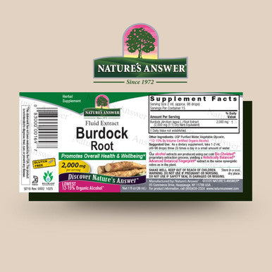Nature'S Answer Burdock Root with Organic Alcohol 1oz Extract | Promotes Overall Well-Being | Gluten Non-GMO Vegan No Preservatives or Artificial Flavors | Single Count