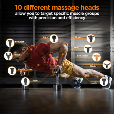 Massage Gun, Portable Deep Tissue Massage Gun For Pain Relief Super Quiet Neck Back Body, 10 Different Heads For Different Muscle Groups, 30 Speed With Lcd Touch Screen