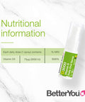 BetterYou Vitamin D3 Spray Liquid Immune Support Supplement, 3000 IU Strength per Single Spray, 0.507 Fl Ounce (100 Sprays), Peppermint Flavour