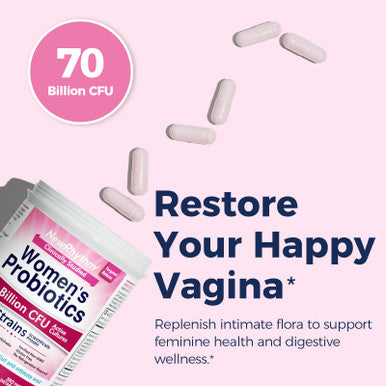 NewRhythm Women's Probiotics Organic Prebiotics 70 Billion CFU 10 Strains Vaginal Probiotics for Urinary & Digestive Health 30 Vegan Capsule
