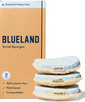 Blueland Scrub Sponge - 3 Pack of Dual-Sided Loofah Dish Sponges - Plastic- Plant-Based Kitchen Sponge Scrubbing Power Without Scratching