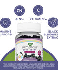 Nature'S Way Sambucus Elderberry Immune Gummies For Kids, Immune Support Gummies*, With Black Elderberry Extract, Vitamin C And Zinc, 60 Gummies (Packaging May Vary)