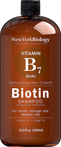 New York Biology Biotin Shampoo for Hair Growth and Thinning Hair with Moroccan Argan Oil Shampoo Thickening Formula for Hair Loss Treatment Moisturizing and Volumizing 16.9 fl Oz