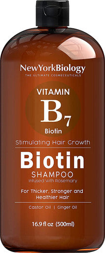New York Biology Biotin Shampoo for Hair Growth and Thinning Hair with Moroccan Argan Oil Shampoo Thickening Formula for Hair Loss Treatment Moisturizing and Volumizing 16.9 fl Oz