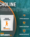 BulkSupplements Choline L-Bitartrate Powder - Liver Focus Supplement - Choline Bitartrate Powder - Choline Supplements - Choline Powder - Cognitive Support Supplements (100 Grams - 3.5 oz)