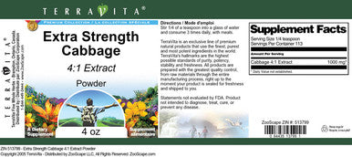 Terravita Extra Strength Cabbage 4:1 Extract Powder (4 Oz, Zin: 513799)