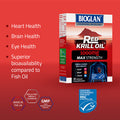 Bioglan Red Krill Oil Max Strength 1000 mg, high in Omega-3 Fish Oil, EPA & DHA help to support your Heart, Eye and Brain health, one month supply 30 capsules