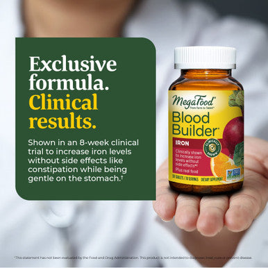 MegaFood Blood Builder - Iron Supplement Clinically Shown To Increase Iron Levels Without - Iron Supplement For Women With Vitamin C Vitamin B12 And Folic Acid - Vegan - 30 Tabs