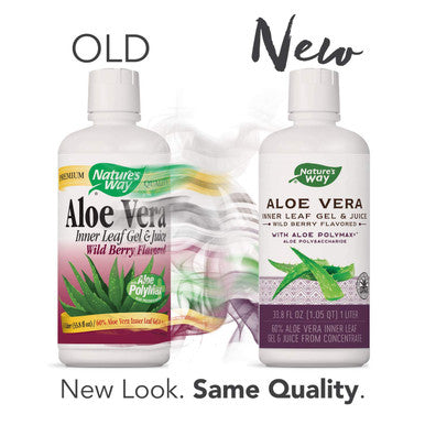 Nature'S Way Premium Aloe Vera Inner Leaf Gel & Juice 99% Purified, Wild Berry Flavored, 33.8 Fl Oz. 2-Pack(Packaging May Vary)
