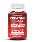 PureWellness Creatine and BCAA Gummies - 5000mg Creatine Monohydrate 1000mg BCAAs per Serving - Chewable Vegan Sugar Free Gummies Strawberry Flavour (1 Month Supply)