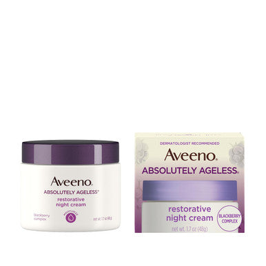 Aveeno Absolutely Ageless Restorative Night Cream Face & Neck Moisturizer With Antioxidant-Rich Blackberry Complex Vitamin C & E Hypoallergenic Non-Greasy & Non-Comedogenic 1.7 Fl. Oz