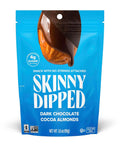 SkinnyDipped Dark Chocolate Cocoa Almonds, Healthy Snack, Plant Protein, Gluten Free, 3.5 Oz Resealable Bag, Pack of 1