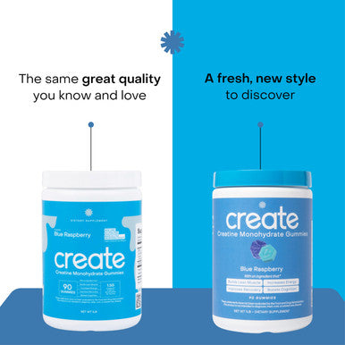 Create Creatine Monohydrate Gummies for Men & Women Boost Focus Strength and Endurance Anti-Melting Formula Vegan Gluten-Free Non-GMO 1.5g of Creatine per Gummy (Blue Raspberry 90 ct)