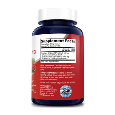 NusaPure American Ginseng 5000 mg - 200 Veggie Capsules (Vegetarian, Non-GMO & Gluten-Free)
