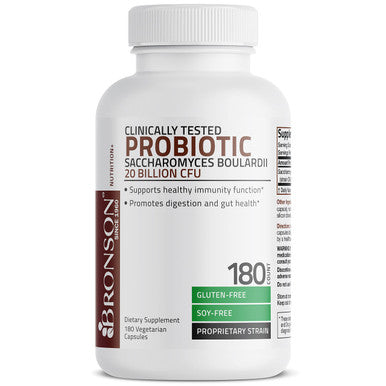 Saccharomyces Boulardii Probiotic 20 Billion CFU Clinically Tested Proprietary Strain, 180 Vegetarian Capsules