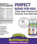 KAL Kids MultiSaurus Vitamins & Minerals | Berry, Grape & Orange Flavor | Childrens Daily Multivitamin | 180 Chewables