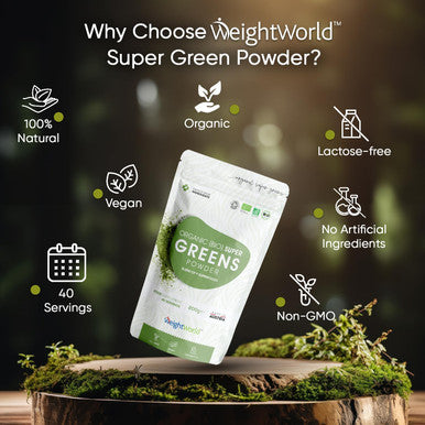Weightworld Organic Super Greens Powder 200g (40 Servings) Vitamins & Mineral Rich Green Powder - Soil Association - Blend of Greens and Superfood Powder - GMO & Alkaline Superfood Powder