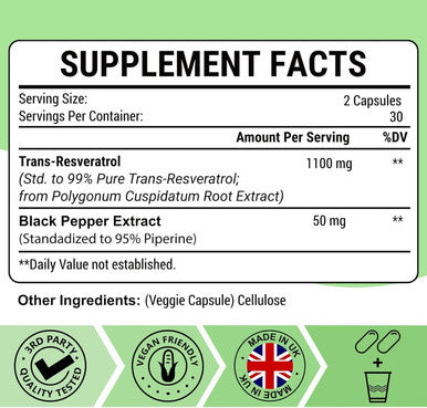 99% Ultra Purity Ascuoli Trans-Resveratrol 1100Mg, 3-In-1 Advanced Formula Organic Resveratrol Supplement, Max Antioxidant Anti-Aging, Skin Health, Cell Repair Boost Nad+, Immune & Energy, 60 Capsules