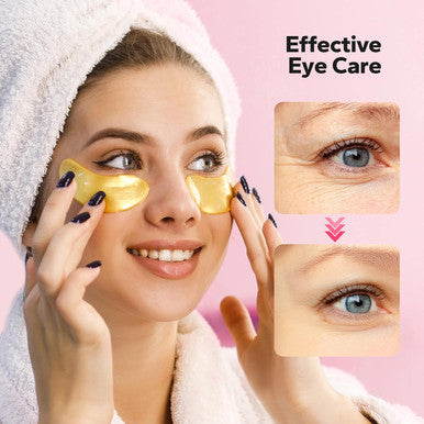 Komoko 25-Pairs 24K Gold Under Eye Patches Skin Care Golden Under Eye Mask Anti-Aging Collagen & Amino Acid Eye Mask For Removing Dark Circles Puffiness And Wrinkles Refresh Your Under Eye Skin