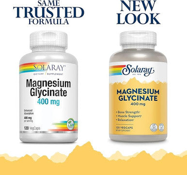 Magnesium Glycinate 400 mg (Pack of 2) Solaray 120 VCaps