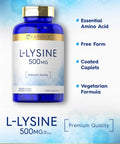 Carlyle L-Lysine 500 Mg | 250 Caplet Capsules | Amino Acid Supplement | Vegetarian, Non-Gmo & Gluten Free