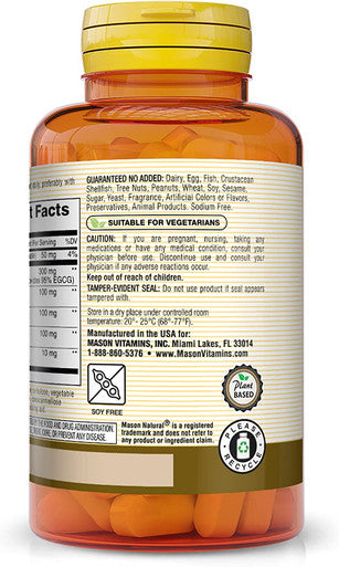 Mason Natural Mushroom Power with 95% EGCG & Matcha - for Optimal Wellness, Stress Support and Healthy Inflammatory Response, 60 Plant Based Tablets