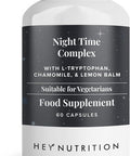 Hey Nutrition Night Time Complex with 100mg L-Tryptophan Chamomile & Lemon Balm Natural Supplement for Sleep & Relaxation - Non-GMO 60 Vegetarian Capsules