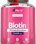 Biotin Hair Gummies - 10,000mcg Biotin - 90 Vegan Gummies not Tablets, 45 Day Supply - Supports Normal Skin & Hair Growth, Chewable Hair Vitamins