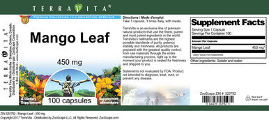 Terravita Mango Leaf - 450 Mg (100 Capsules, Zin: 520782)