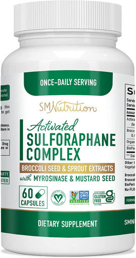 Sulforaphane Supplement 19mg Real Stabilized Sulforaphane 405mg Complex 125mg of Glucoraphanin Myrosinase from Broccoli Sprouts Seed Extract Antioxidant Detoxification Cellular Health