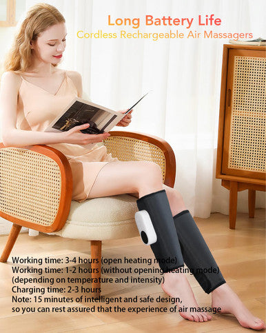 Lingteng Leg Massager For Circulation And Pain Relief Calf Air Compression Massager With Heat Leg Massager With 3 Intensities 3 Modes Easy To Use Muscle Relaxation s (Pair)