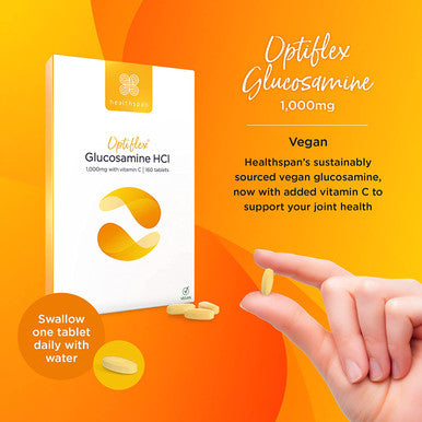 Healthspan Optiflex Glucosamine 1,000mg with Vitamin C | Joint Health | 40% More Glucosamine Per Gram | Sustainably Sourced | Vegan (160 Tablets)