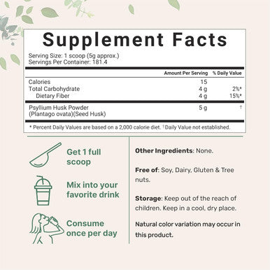 Micro Ingredients Psyllium Husk Powder 2 Pound (32 Ounce) Soluble Fiber Psyllium Husk Daily Fiber for Baking Smoothie and Beverage India Origin Keto Diet Unflavored Gluten No GMOs and Vegan Friendly