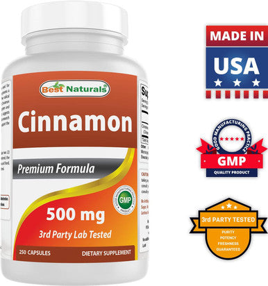 Best Naturals Cinnamon 500 mg 250 Capsules (250 Count (Pack of 1))
