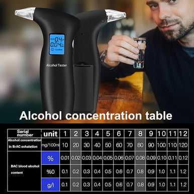 Haptique Breathalyzer With Lcd Digital Display Portable Tester For Alcohol Includes 12 Mouthpieces(Blue)